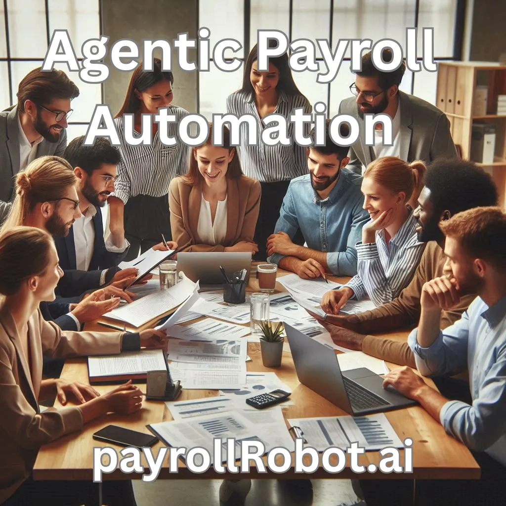 A digital representation of Agentic Payroll Automation streamlining salary processing with AI-powered orchestration.
