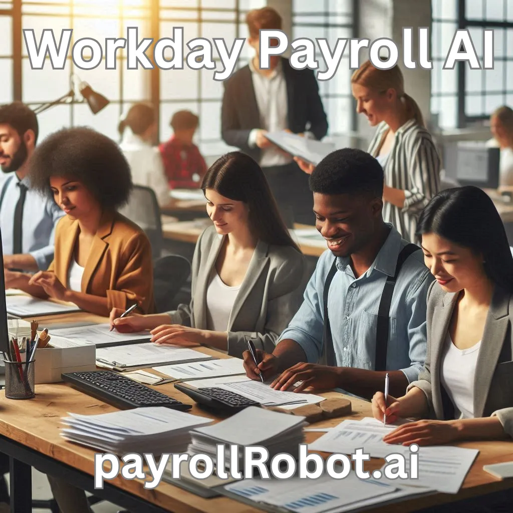 A digital visualization of Workday Payroll AI streamlining payroll processes through intelligent automation.