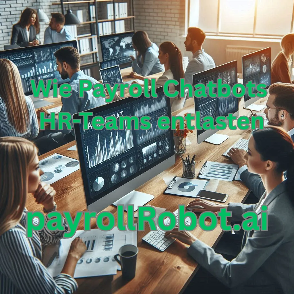 Illustration eines HR-Teams, das durch Payroll Chatbots in der Lohnbuchhaltung entlastet wird